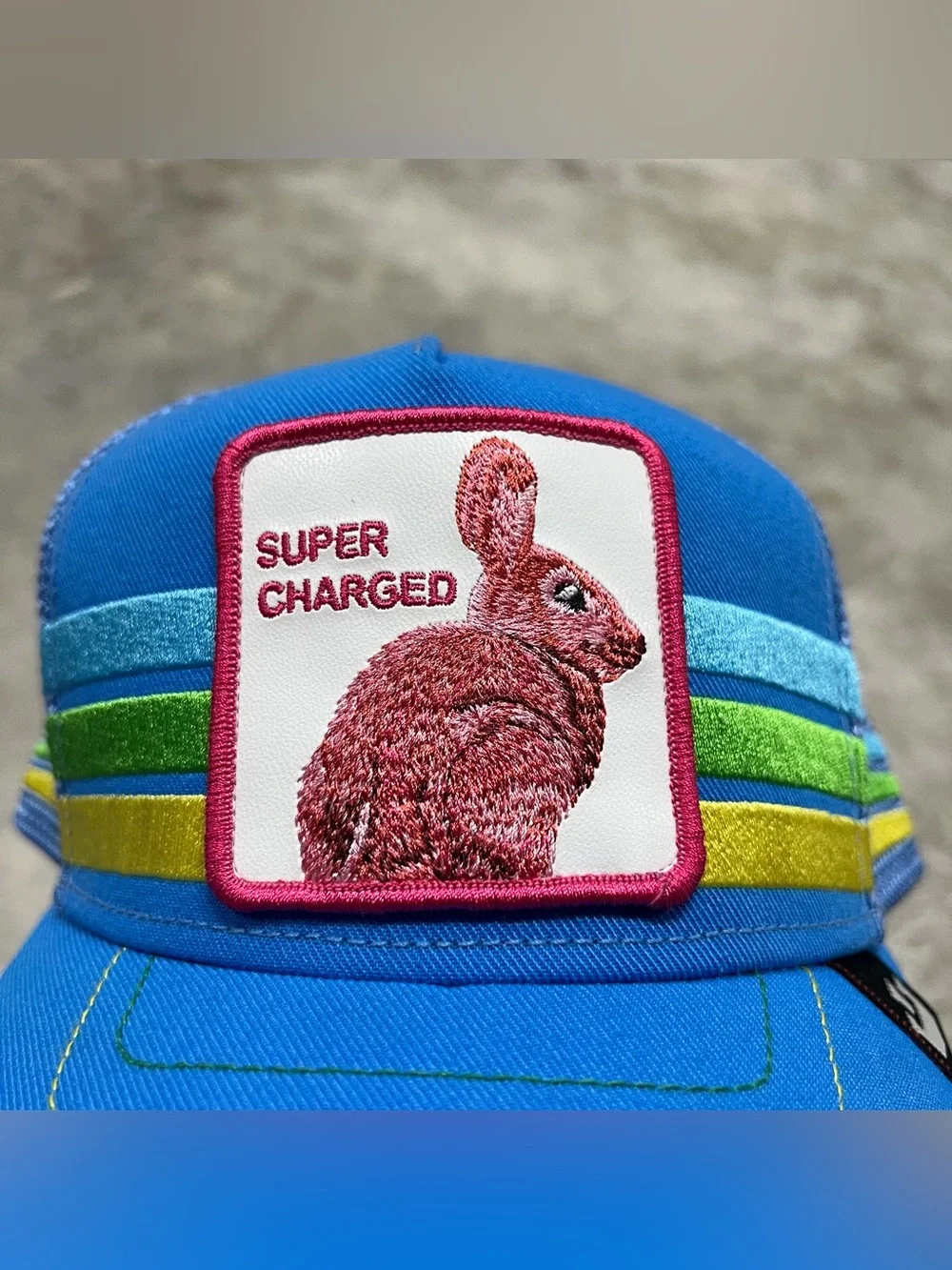 Goorin Bros Super Charged Blue Trucker Bunny Design Adjustable Snapback Hat